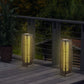 Costway 2 Pieces Brown Solar-Powered Square Wicker Floor Lamps with Auto LED Light