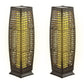 Costway 2 Pieces Brown Solar-Powered Square Wicker Floor Lamps with Auto LED Light