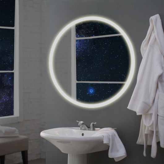 Costway 24" LED Illuminated Light Wall Mount Bathroom Round Mirror