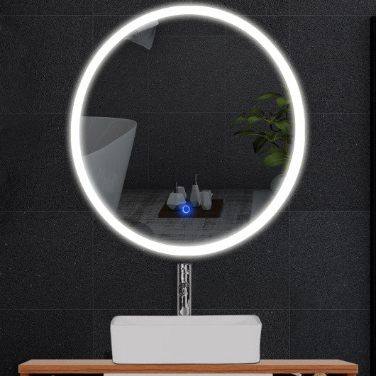 Costway 24" LED Illuminated Light Wall Mount Bathroom Round Mirror