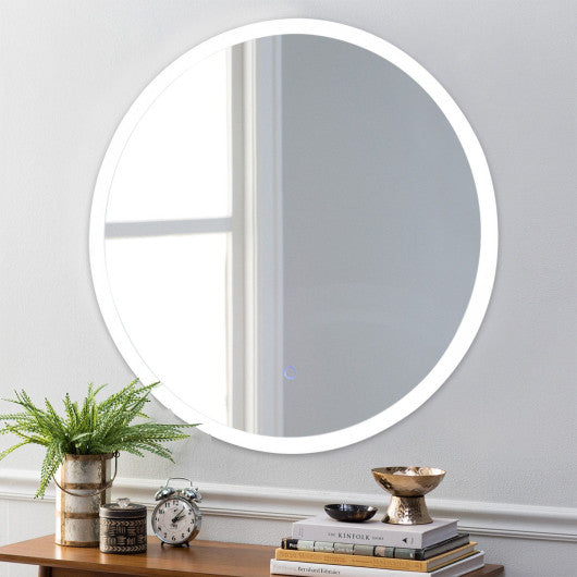 Costway 24" LED Illuminated Light Wall Mount Bathroom Round Mirror