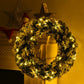 Costway 24" Pre-Lit Cordless Artificial Snow Flocked Christmas Pine Wreath with LED lights