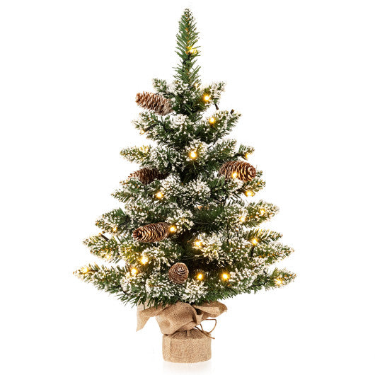 Costway 25" Artificial Snowy Christmas Tree with 50 LED Lights
