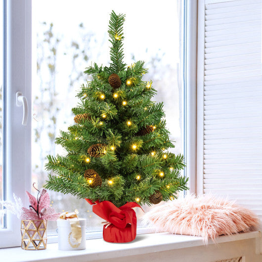 Costway 25" Pre-lit Mini Tabletop Christmas Tree with 50 LED Lights
