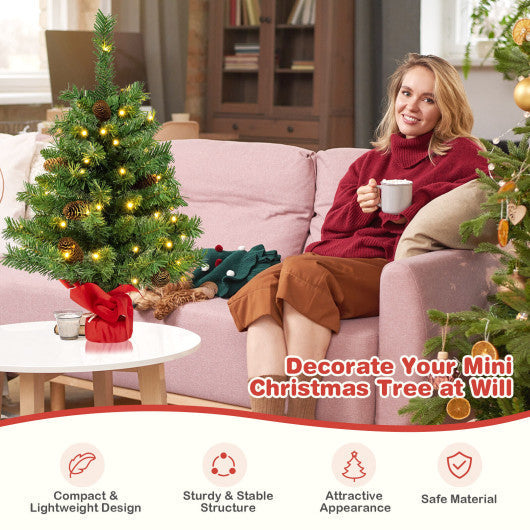 Costway 25" Pre-lit Mini Tabletop Christmas Tree with 50 LED Lights