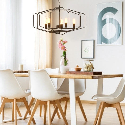 Costway 28" Folding Rotatable Chandelier with 5 Lights Metal Ceiling Lamp for Living Room