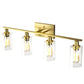 Costway 3-Light Golden Modern Bathroom Wall Sconce with Clear Glass Shade