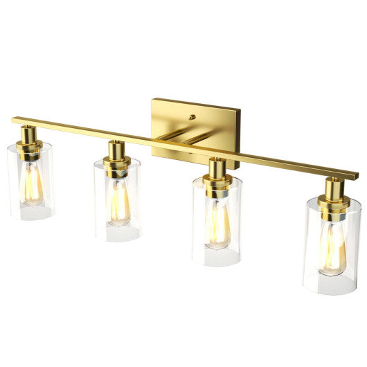 Costway 3-Light Golden Modern Bathroom Wall Sconce with Clear Glass Shade