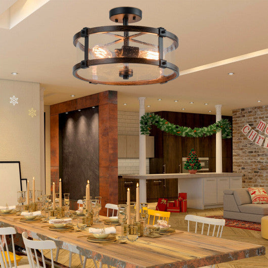 Costway 3-Light Living Room Retro Flush Mount Ceiling Light