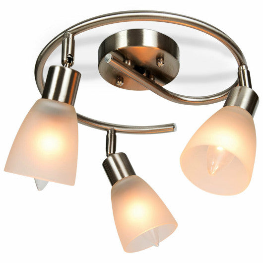 Costway 3-Light Rotatable Glass Shade Chandelier Ceiling Lamp