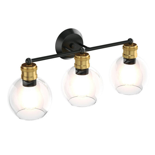 Costway 3-Light Silver Modern Bathroom Wall Sconce with Clear Glass Shade