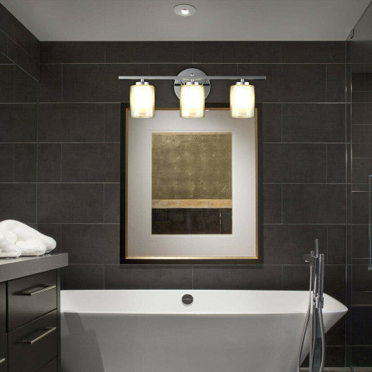 Costway 3-Light Wall Sconce light Fixture w/ Brushed Chrome Finish