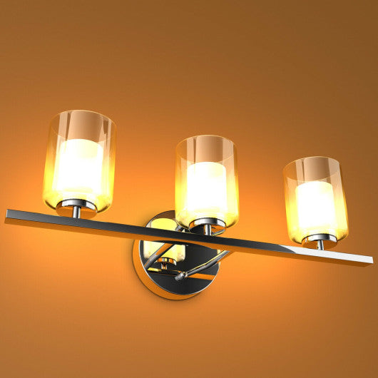 Costway 3-Light Wall Sconce light Fixture w/ Brushed Chrome Finish