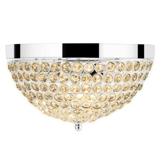 Costway 3 Lights Living Room Crystal Ceiling Light Fixture