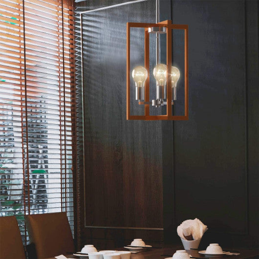 Costway 3-Lights Modern Industrial Hanging Pendant Lamp with Iron Square Lamp Shade