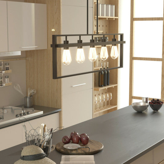 Costway 3-Lights Modern Industrial Hanging Pendant Lamp with Iron Square Lamp Shade