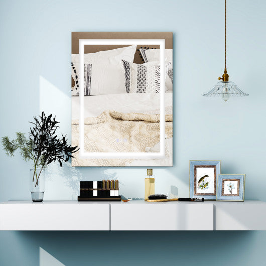 Costway 32" x 24" Bathroom Anti-Fog Wall Mirror with Colorful Light