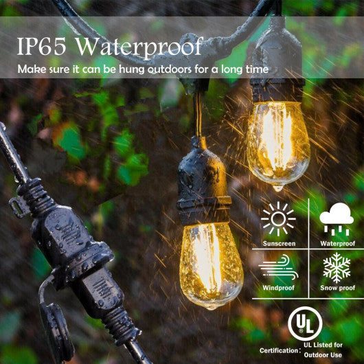 Costway 36' LED Outdoor Waterproof Commercial Globe String Lights Bulbs