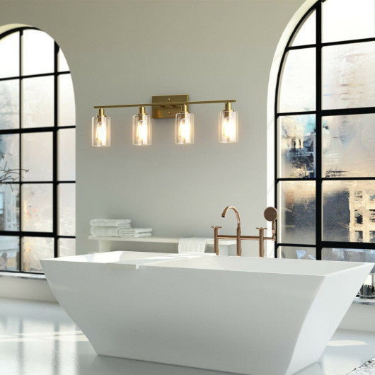 Costway 4-Light Golden Wall Sconce with Clear Glass Shade