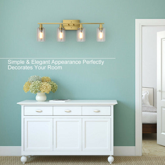 Costway 4-Light Golden Wall Sconce with Clear Glass Shade