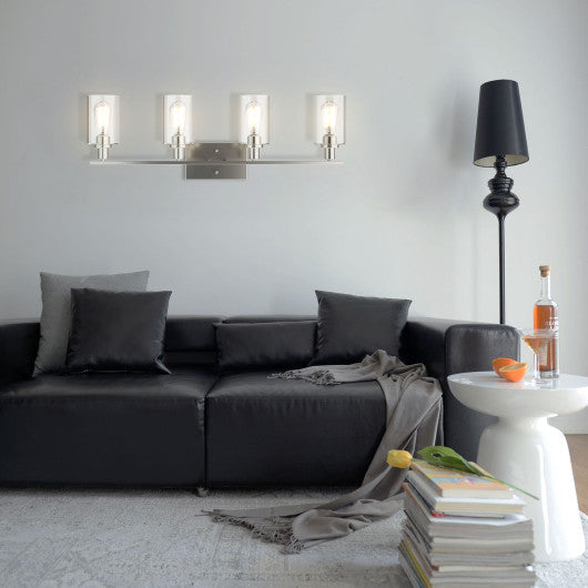 Costway 4-Light Silver Wall Sconce with Clear Glass Shade
