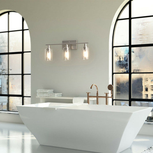 Costway 4-Light Silver Wall Sconce with Clear Glass Shade