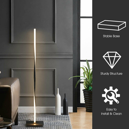 Costway 48" Black Helix LED Floor Modern Standing Pole Light