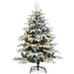 Costway 4.5' Pre-Lit Snow Flocked Hinged Artificial Christmas Tree with 120 LED Lights