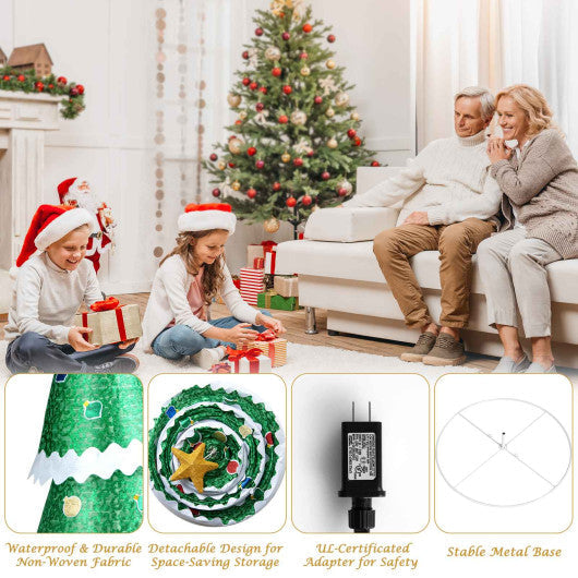 Costway 4.6' Green Pre-Lit Pop-up Christmas Tree with 110 Warm Lights