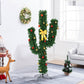 Costway 5' Artificial Cactus PVC Christmas Tree with LED Lights and Ball Ornaments