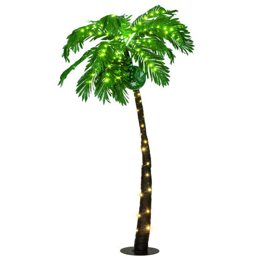 Costway 5' Artificial Lighted Palm Tree with LED Lights and Metal Base