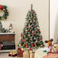 Costway 5' Hinged Christmas Tree with 450 PVC Branch Tips and 200 Warm White LED Lights