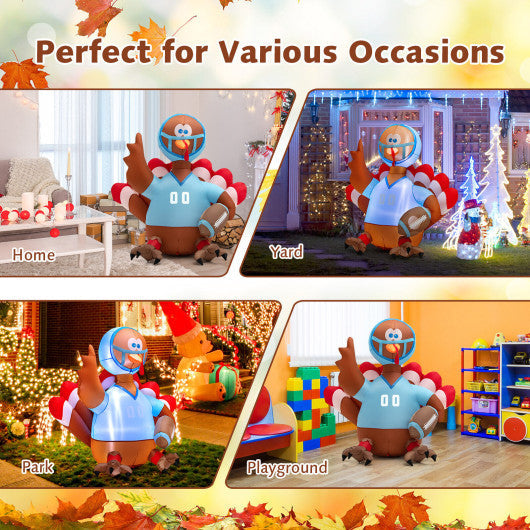Costway 5' Inflatable Thanksgiving Turkey Football Player with Lights