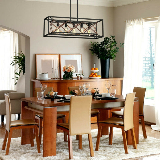 Costway 5-Light Kitchen Island Pendant Light Wood Metal Chandelier