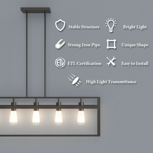 Costway 5-Lights Pendant Lamp with Iron Square Lamp Shade