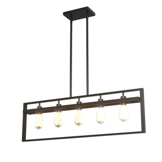 Costway 5-Lights Pendant Lamp with Iron Square Lamp Shade