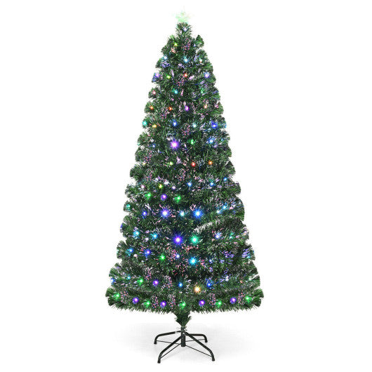 Costway 5' Pre-Lit Fiber Optic Artificial Christmas Tree with LED Lights and Stand
