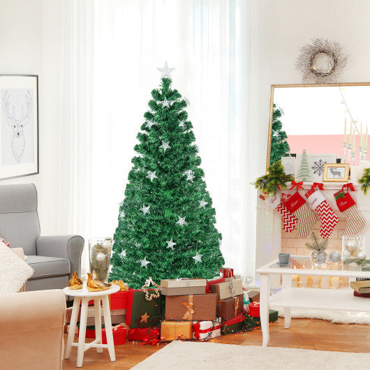 Costway 5' Prelit Fiber Optic Christmas Tree with Warm White Lights