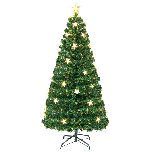 Costway 5' Prelit Fiber Optic Christmas Tree with Warm White Lights