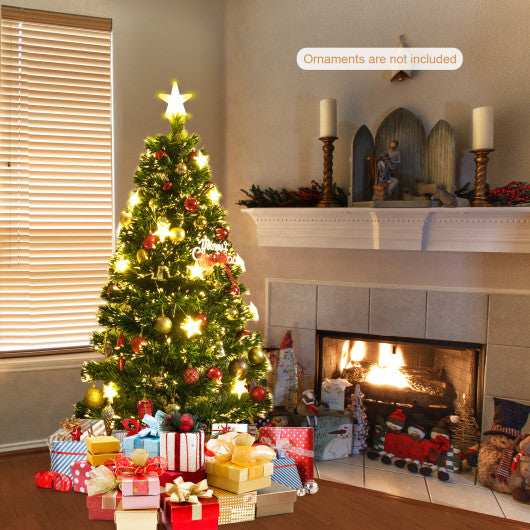 Costway 5' Prelit Fiber Optic Christmas Tree with Warm White Lights