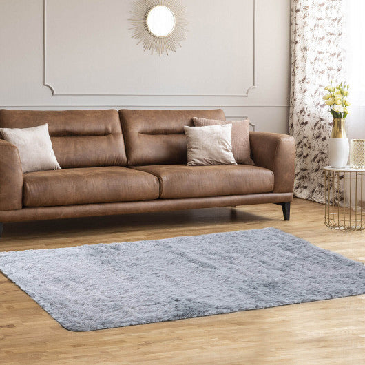 Costway 5' x 7' Light Gray Modern Rectangular Soft Shag Area Rug for Living Room Bedroom