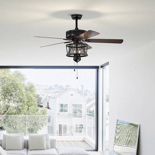 Costway 50" Black Ceiling Fan with Lights Reversible Blades and Pull Chain Control