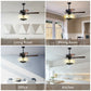 Costway 50" Black Noiseless Ceiling Fan Light with Explosion-Proof Glass Lampshades