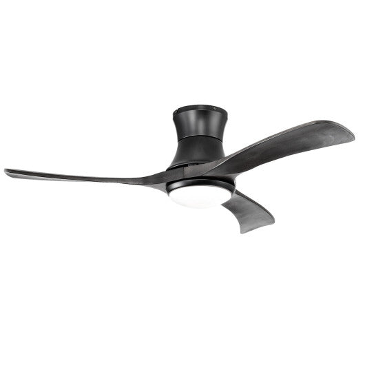 Costway 52" Black Flush Mount Ceiling Fan with LED Light