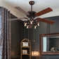 Costway 52" Vintage Rustic Ceiling Fan Light w/ 5 Reversible Blades