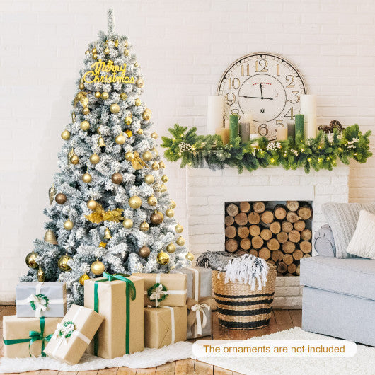 Costway 5'/6' Pre-Lit Fiber Double-Color Lights Optic Christmas Tree-5'
