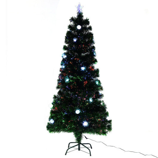 Costway 6' Fiber Optic Artificial Christmas Tree w/ Multicolor Lights & Stand