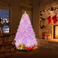 Costway 6' Flocked Artificial Xmas Tree Hinged with 350 LED Lights