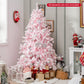 Costway 6' Flocked Artificial Xmas Tree Hinged with 350 LED Lights