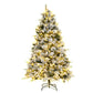 Costway 6' Flocked Christmas Tree with 250 Warm White LED Lights and 752 Mixed Branch Tips